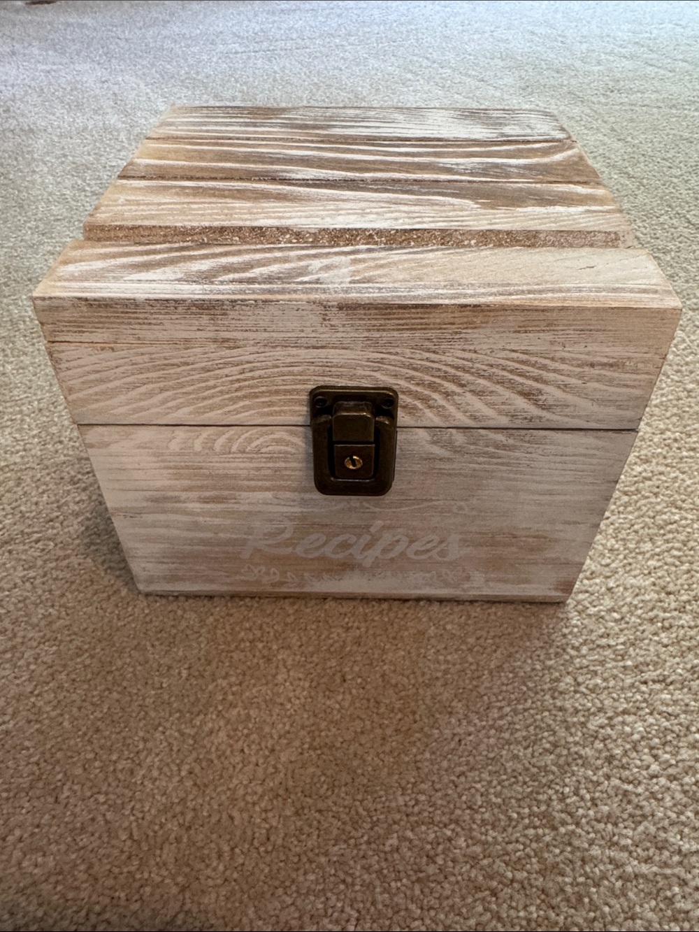 Wooden Recipe Box - Whitewashed Wood Finish